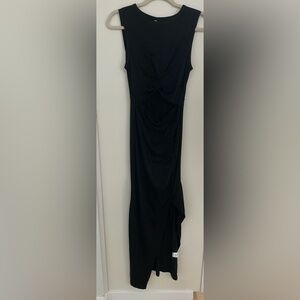 NWT Black Sleeveless Dress with mid Cut Out and Ruched side Maxi | S